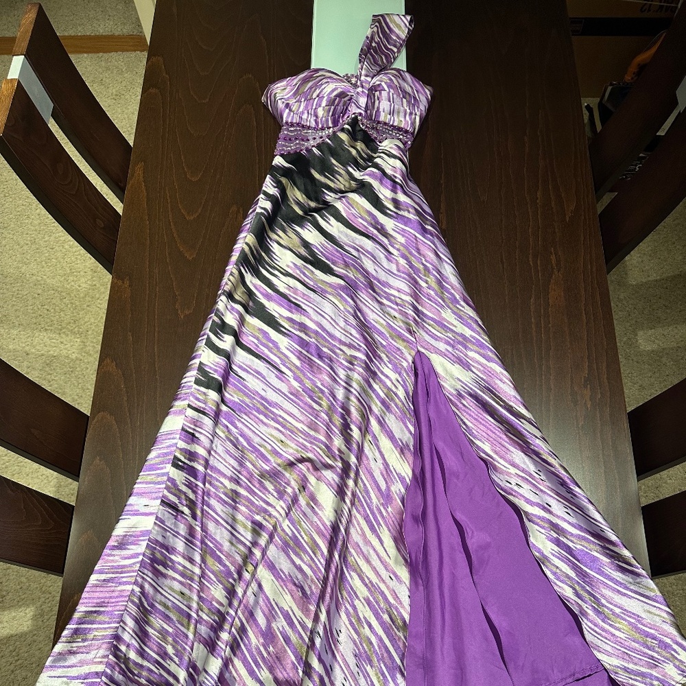 Long Satin One Shoulder Prom Dress